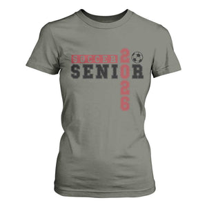 Soccer Senior Class of 2026 Typography Graphic T Shirt For Women High School Varsity Athlete Graduation Gift