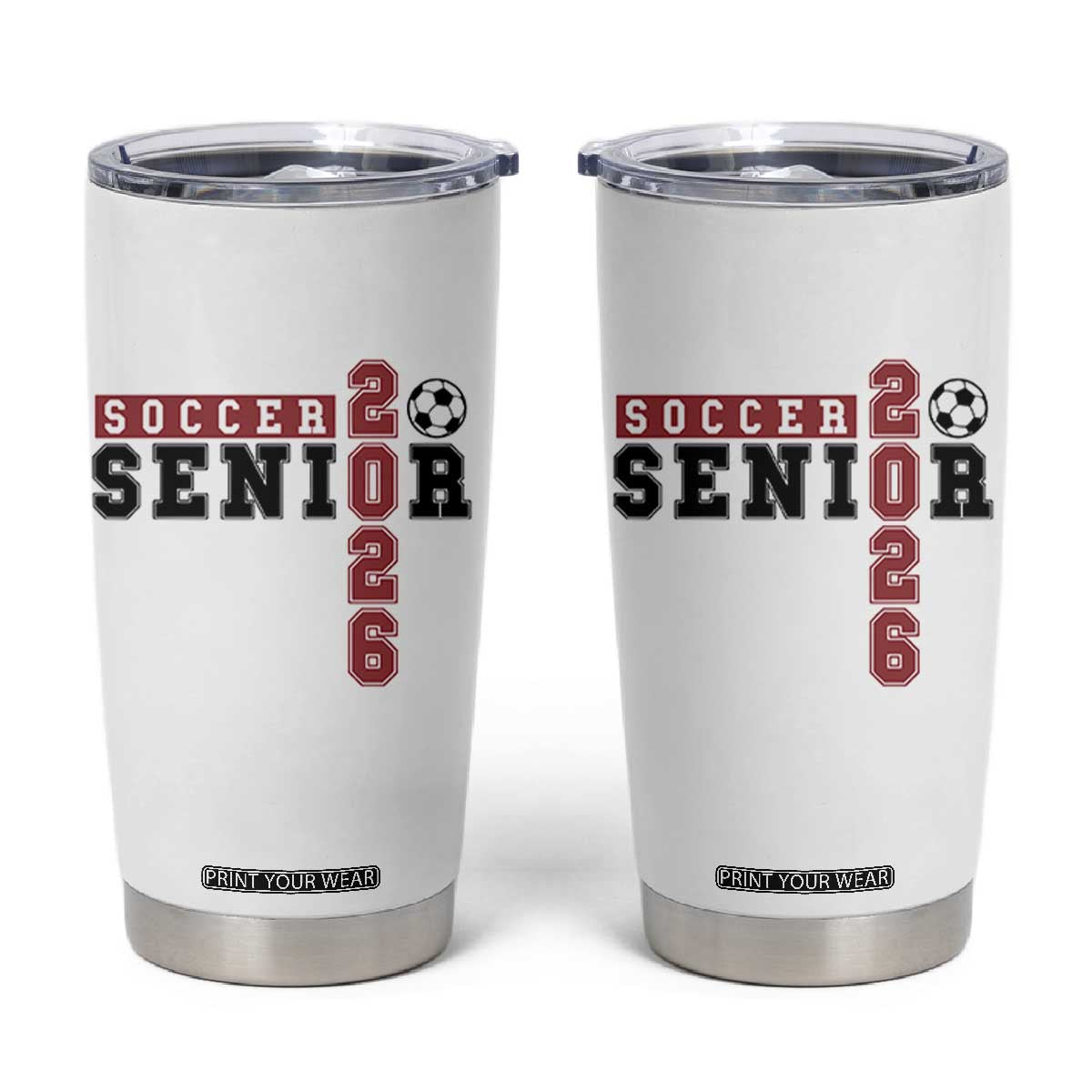 Soccer Senior Class of 2026 Typography Graphic Tumbler Cup High School Varsity Athlete Graduation Gift