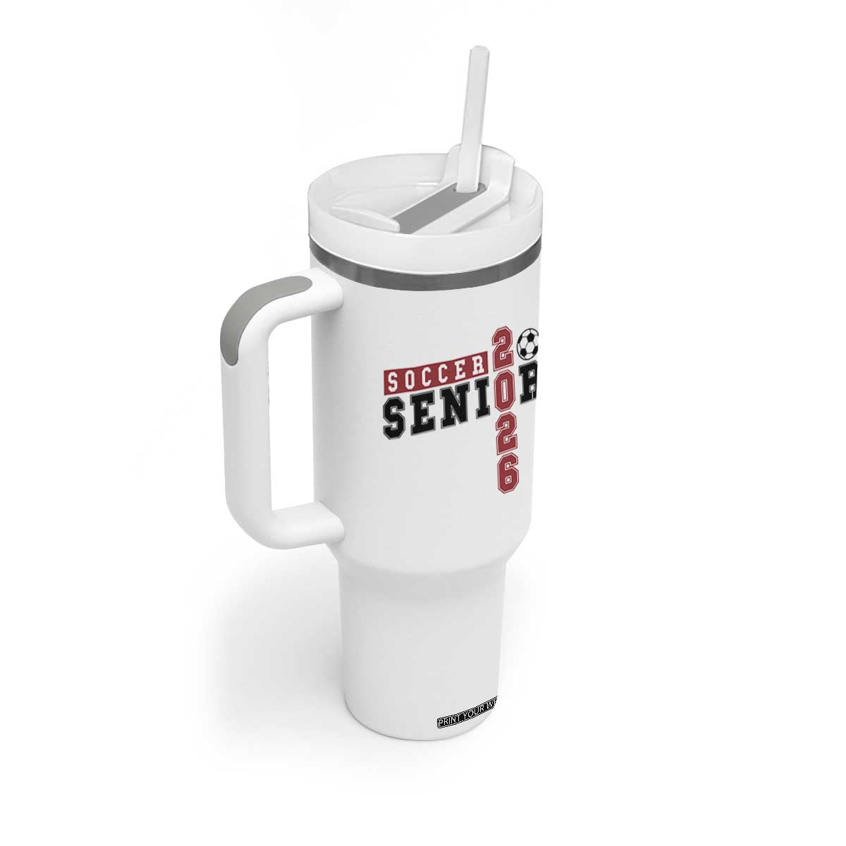Soccer Senior Class of 2026 Typography Graphic Tumbler With Handle High School Varsity Athlete Graduation Gift
