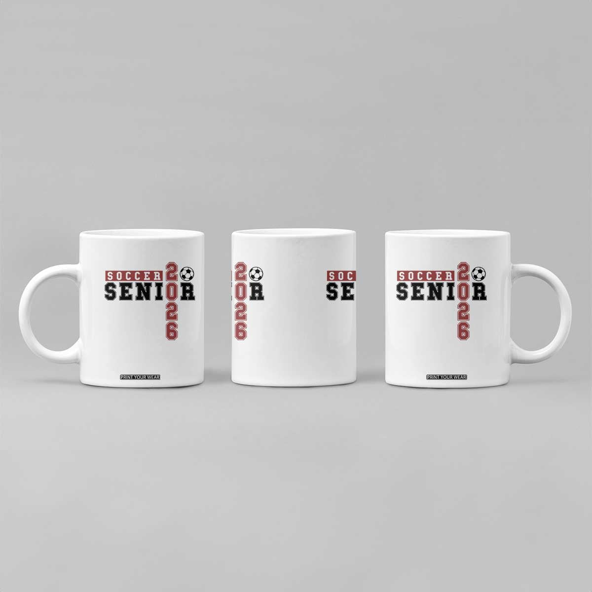 Soccer Senior Class of 2026 Typography Graphic Coffee Mug High School Varsity Athlete Graduation Gift