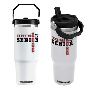 Soccer Senior Class of 2026 Typography Graphic Flip Straw Tumbler High School Varsity Athlete Graduation Gift