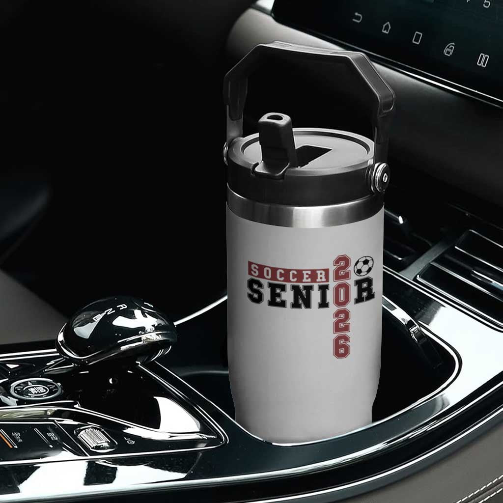 Soccer Senior Class of 2026 Typography Graphic Flip Straw Tumbler High School Varsity Athlete Graduation Gift