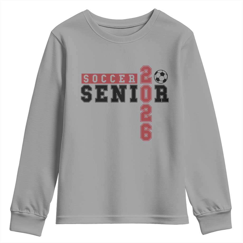 Soccer Senior Class of 2026 Typography Graphic Youth Sweatshirt High School Varsity Athlete Graduation Gift