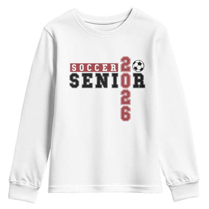 Soccer Senior Class of 2026 Typography Graphic Youth Sweatshirt High School Varsity Athlete Graduation Gift