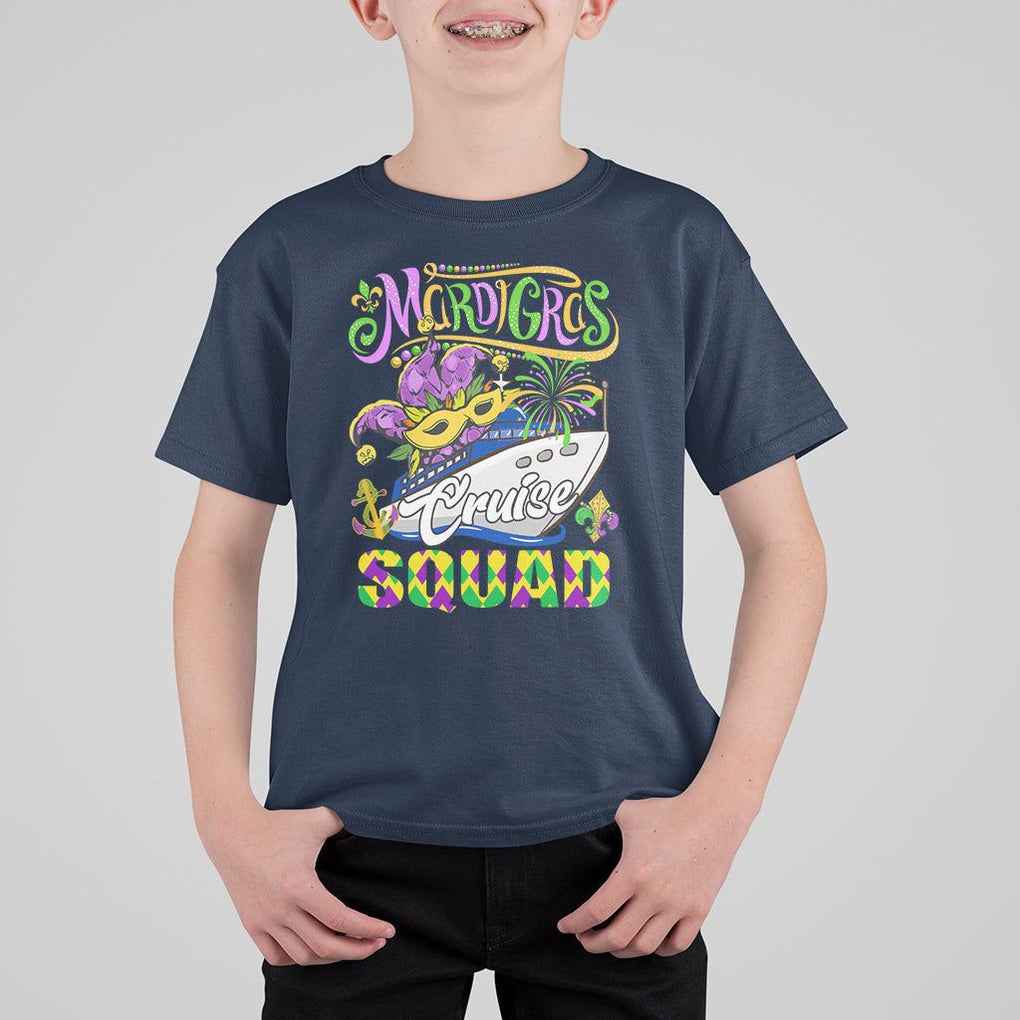 Mardi Gras Cruise T Shirt For Kid Matching Group Squad Family Vacation Party TS02 Navy Print Your Wear