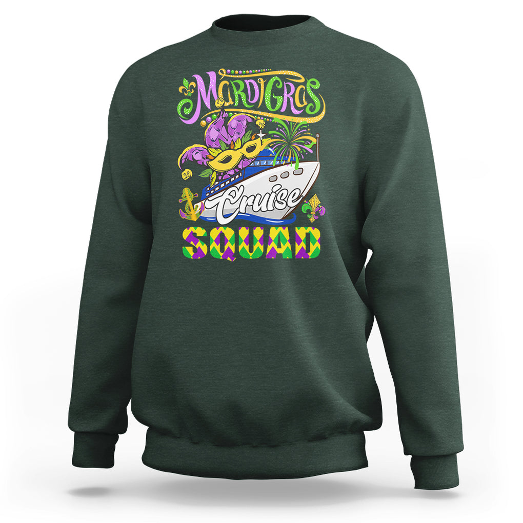 Mardi Gras Cruise Sweatshirt Matching Group Squad Family Vacation Party TS02 Dark Forest Green Printyourwear