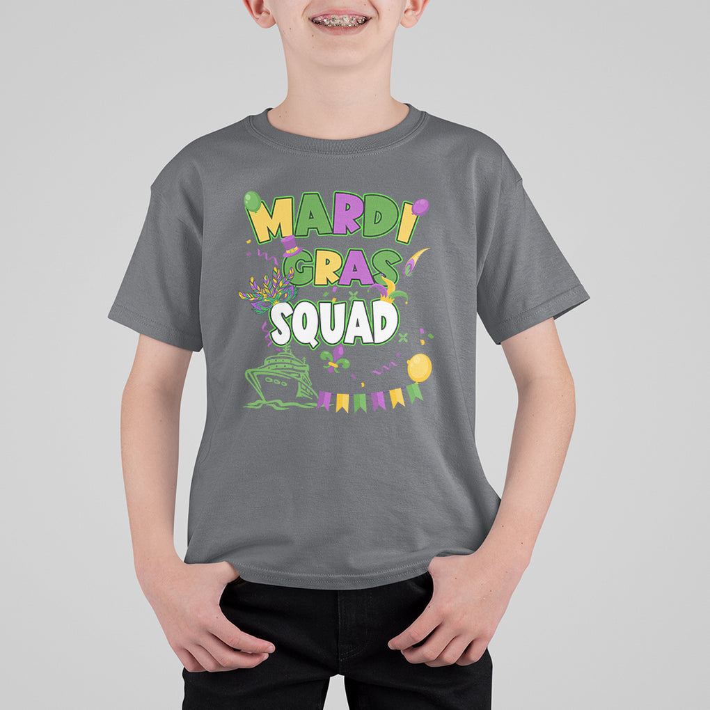Mardi Gras Squad T Shirt For Kid Matching Group Family Vacation Party TS02 Charcoal Printyourwear