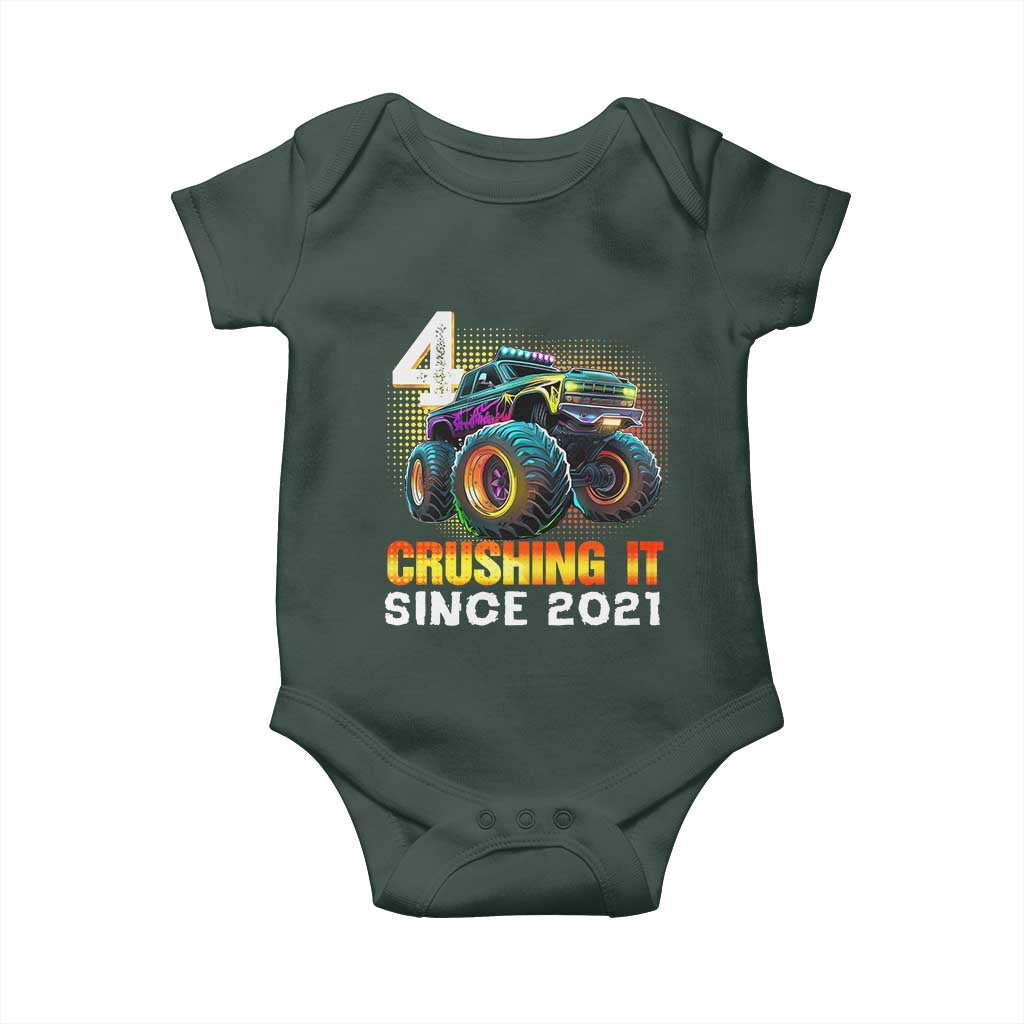 Monster Truck Birthday Baby Onesie Happy 4th Bday Party 4 Years Old Boy TS02 Print Your Wear