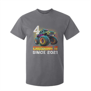 Monster Truck Birthday T Shirt For Kid Happy 4th Bday Party 4 Years Old Boy TS02 Charcoal Print Your Wear