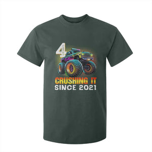 Monster Truck Birthday T Shirt For Kid Happy 4th Bday Party 4 Years Old Boy TS02 Dark Forest Green Print Your Wear