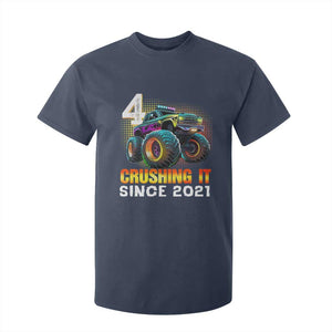 Monster Truck Birthday T Shirt For Kid Happy 4th Bday Party 4 Years Old Boy TS02 Navy Print Your Wear