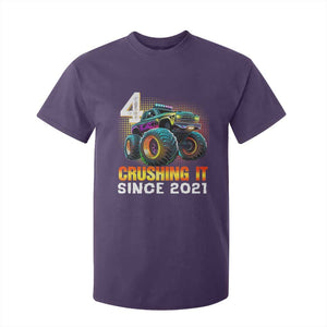 Monster Truck Birthday T Shirt For Kid Happy 4th Bday Party 4 Years Old Boy TS02 Purple Print Your Wear