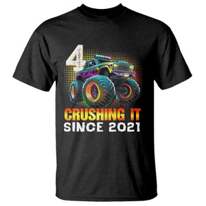 Monster Truck Birthday T Shirt Happy 4th Bday Party 4 Years Old Boy TS02 Black Print Your Wear