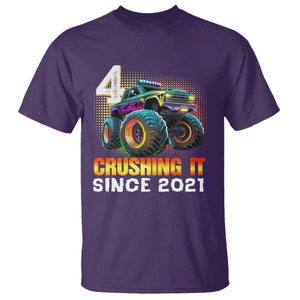 Monster Truck Birthday T Shirt Happy 4th Bday Party 4 Years Old Boy TS02 Purple Print Your Wear