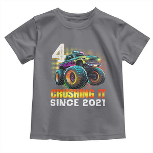 Monster Truck Birthday Toddler T Shirt Happy 4th Bday Party 4 Years Old Boy TS02 Charcoal Print Your Wear