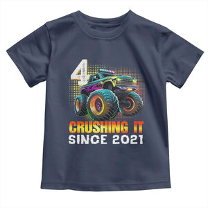 Monster Truck Birthday Toddler T Shirt Happy 4th Bday Party 4 Years Old Boy TS02 Navy Print Your Wear