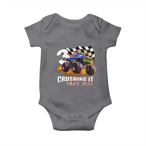 Monster Truck Birthday Baby Onesie Happy 3rd Bday Party 3 Years Old Boy TS02 Charcoal Print Your Wear