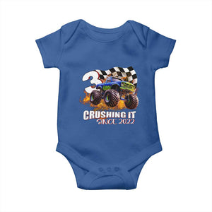 Monster Truck Birthday Baby Onesie Happy 3rd Bday Party 3 Years Old Boy TS02 Royal Blue Print Your Wear