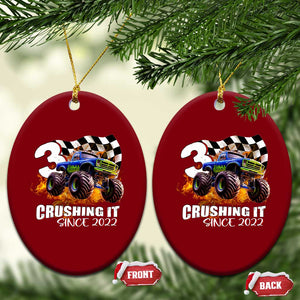 Monster Truck Birthday Ceramic Ornament Happy 3rd Bday Party 3 Years Old Boy TS02 Print Your Wear
