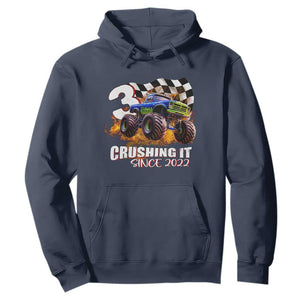 Monster Truck Birthday Hoodie Happy 3rd Bday Party 3 Years Old Boy TS02 Navy Print Your Wear