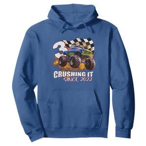 Monster Truck Birthday Hoodie Happy 3rd Bday Party 3 Years Old Boy TS02 Royal Blue Print Your Wear