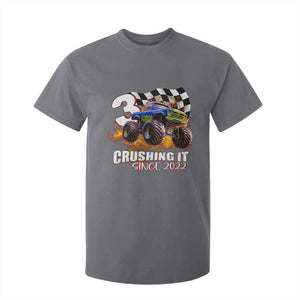 Monster Truck Birthday T Shirt For Kid Happy 3rd Bday Party 3 Years Old Boy TS02 Charcoal Print Your Wear