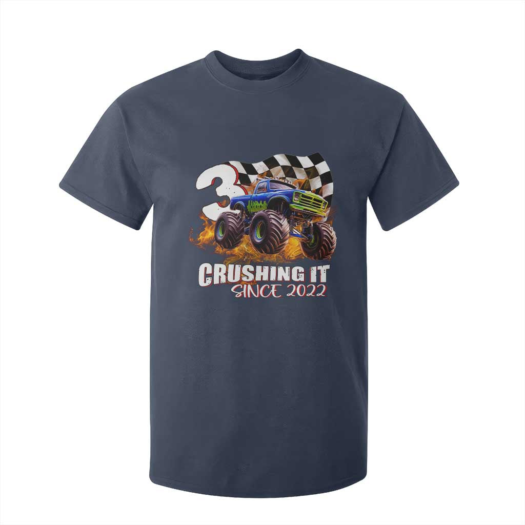 Monster Truck Birthday T Shirt For Kid Happy 3rd Bday Party 3 Years Old Boy TS02 Navy Print Your Wear
