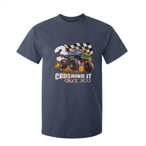 Monster Truck Birthday T Shirt For Kid Happy 3rd Bday Party 3 Years Old Boy TS02 Navy Print Your Wear