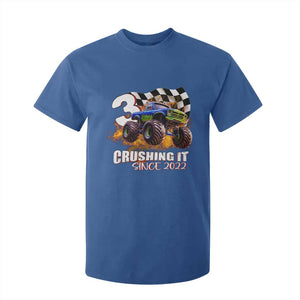 Monster Truck Birthday T Shirt For Kid Happy 3rd Bday Party 3 Years Old Boy TS02 Royal Blue Print Your Wear