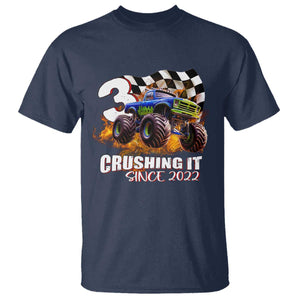 Monster Truck Birthday T Shirt Happy 3rd Bday Party 3 Years Old Boy TS02 Navy Print Your Wear