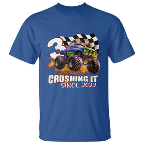 Monster Truck Birthday T Shirt Happy 3rd Bday Party 3 Years Old Boy TS02 Royal Blue Print Your Wear