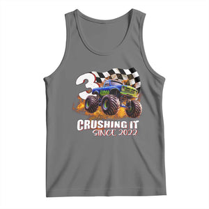 Monster Truck Birthday Tank Top Happy 3rd Bday Party 3 Years Old Boy TS02 Black Heather Print Your Wear