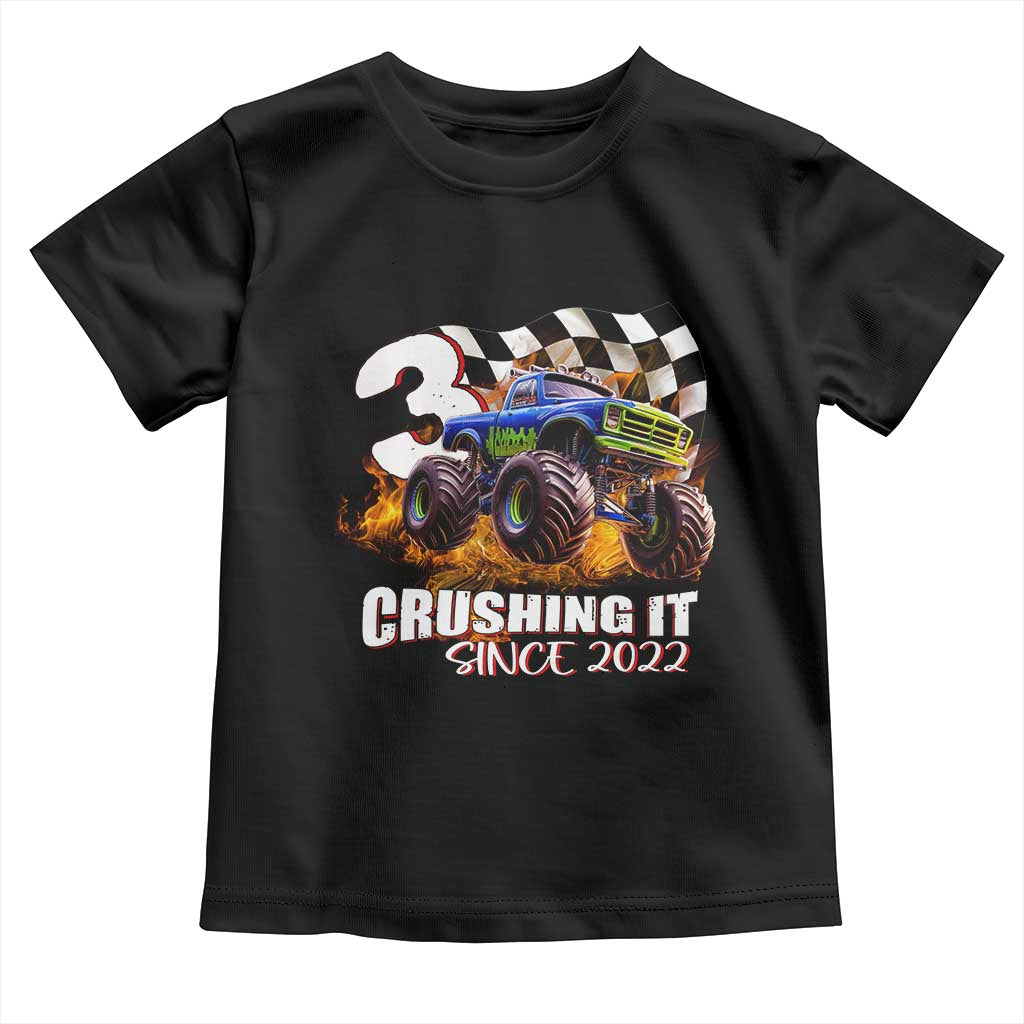 Monster Truck Birthday Toddler T Shirt Happy 3rd Bday Party 3 Years Old Boy TS02 Black Print Your Wear