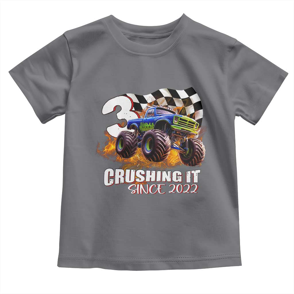 Monster Truck Birthday Toddler T Shirt Happy 3rd Bday Party 3 Years Old Boy TS02 Charcoal Print Your Wear