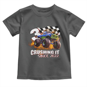 Monster Truck Birthday Toddler T Shirt Happy 3rd Bday Party 3 Years Old Boy TS02 Dark Heather Print Your Wear