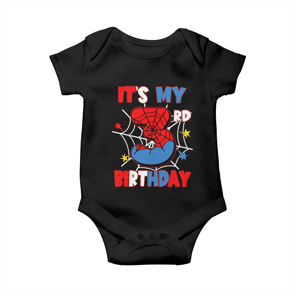 Spider Birthday Baby Onesie It's My 3rd Bday Party 3 Years Old Boy TS02 Black Print Your Wear