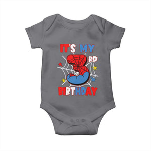 Spider Birthday Baby Onesie It's My 3rd Bday Party 3 Years Old Boy TS02 Charcoal Print Your Wear