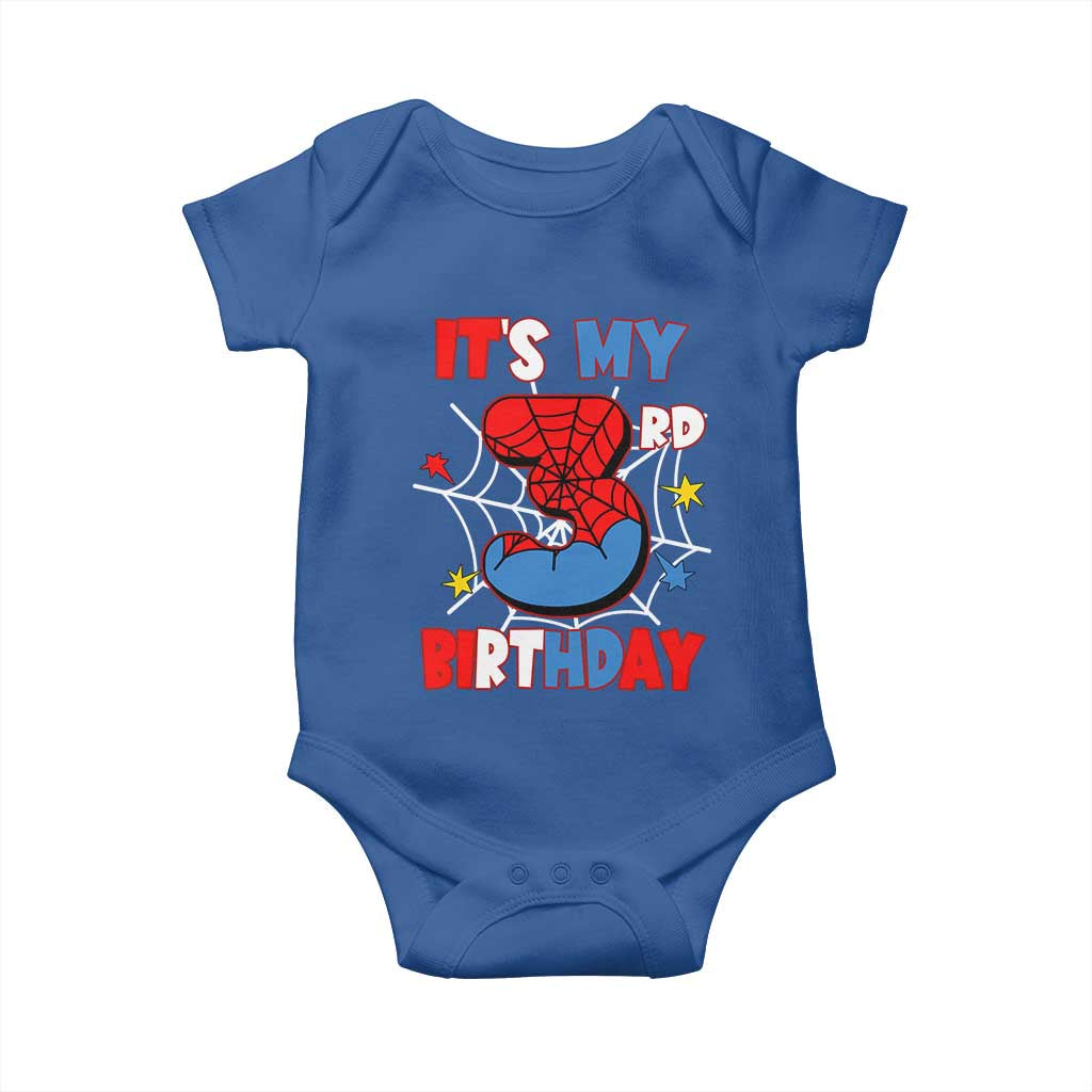 Spider Birthday Baby Onesie It's My 3rd Bday Party 3 Years Old Boy TS02 Royal Blue Print Your Wear