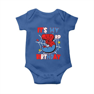 Spider Birthday Baby Onesie It's My 3rd Bday Party 3 Years Old Boy TS02 Royal Blue Print Your Wear