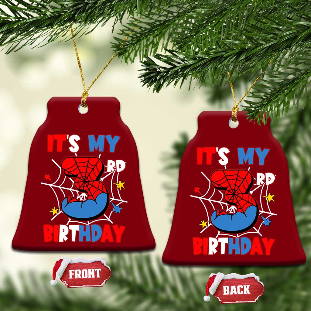 Spider Birthday Ceramic Ornament It's My 3rd Bday Party 3 Years Old Boy TS02 Print Your Wear