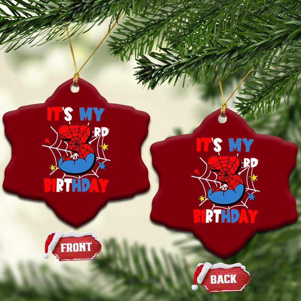Spider Birthday Ceramic Ornament It's My 3rd Bday Party 3 Years Old Boy TS02 Print Your Wear
