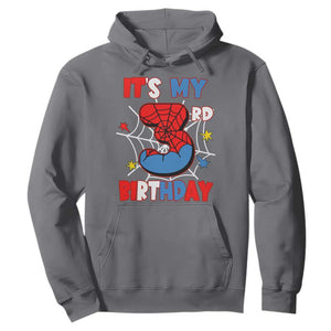 Spider Birthday Hoodie It's My 3rd Bday Party 3 Years Old Boy TS02 Charcoal Print Your Wear