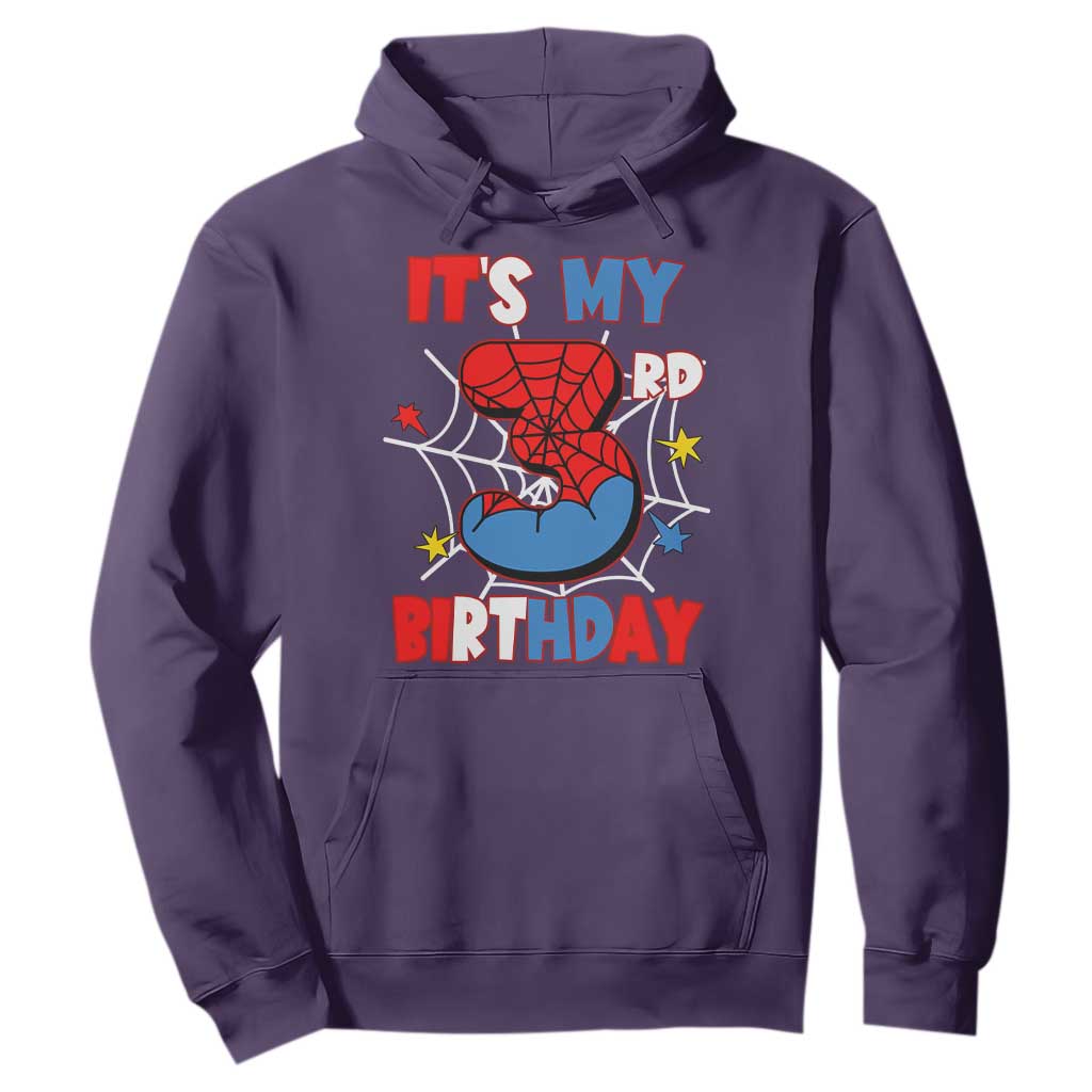 Spider Birthday Hoodie It's My 3rd Bday Party 3 Years Old Boy TS02 Purple Print Your Wear