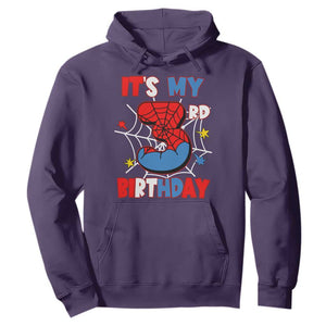 Spider Birthday Hoodie It's My 3rd Bday Party 3 Years Old Boy TS02 Purple Print Your Wear