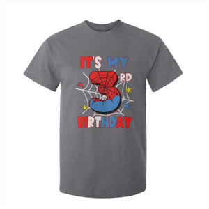Spider Birthday T Shirt For Kid It's My 3rd Bday Party 3 Years Old Boy TS02 Charcoal Print Your Wear