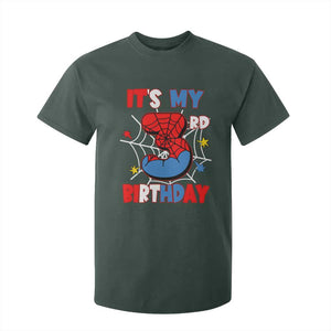 Spider Birthday T Shirt For Kid It's My 3rd Bday Party 3 Years Old Boy TS02 Dark Forest Green Print Your Wear