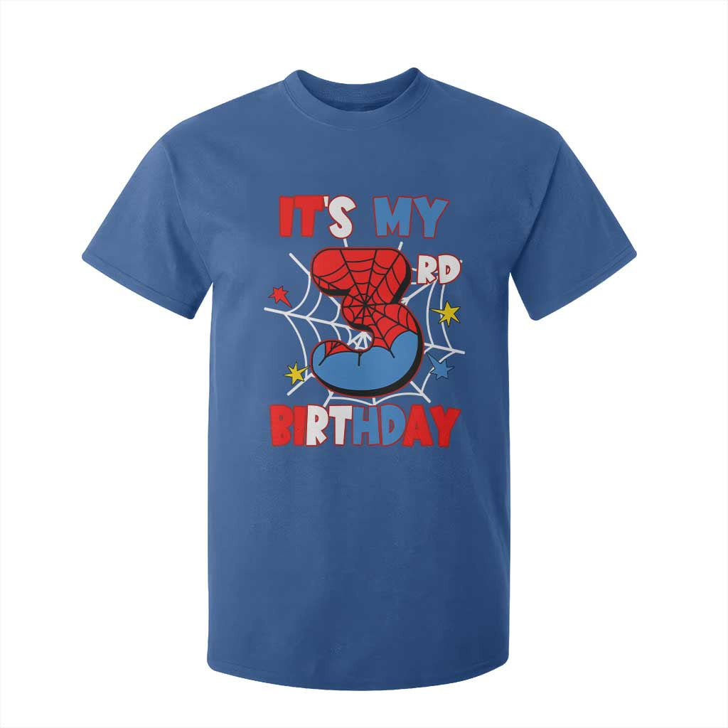 Spider Birthday T Shirt For Kid It's My 3rd Bday Party 3 Years Old Boy TS02 Royal Blue Print Your Wear