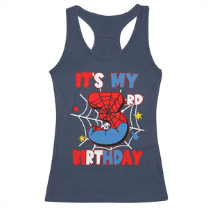 Spider Birthday Racerback Tank Top It's My 3rd Bday Party 3 Years Old Boy TS02 Navy Print Your Wear