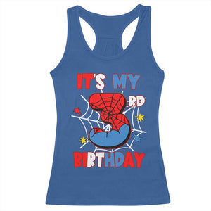 Spider Birthday Racerback Tank Top It's My 3rd Bday Party 3 Years Old Boy TS02 Royal Blue Print Your Wear