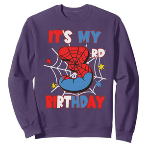 Spider Birthday Sweatshirt It's My 3rd Bday Party 3 Years Old Boy TS02 Purple Print Your Wear